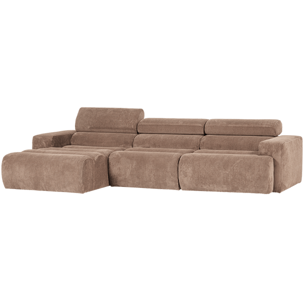 NOVI CHAISE LONGUE BANK LINKS RIBSTOF TAUPE