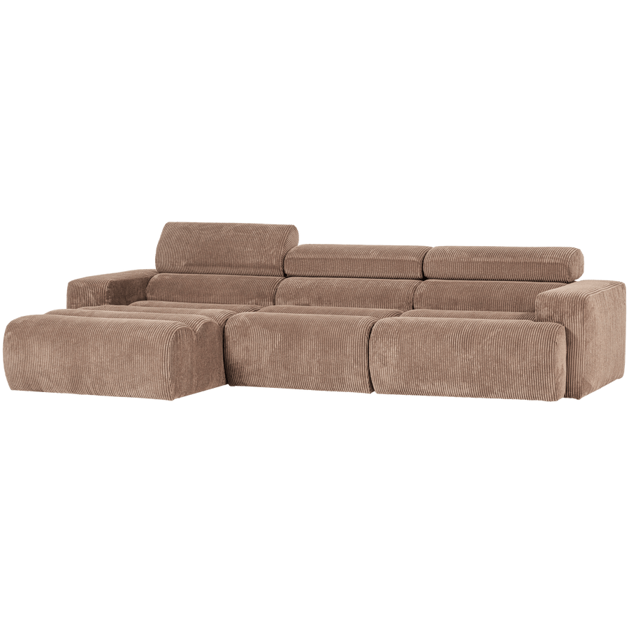NOVI CHAISE LONGUE BANK LINKS RIBSTOF TAUPE
