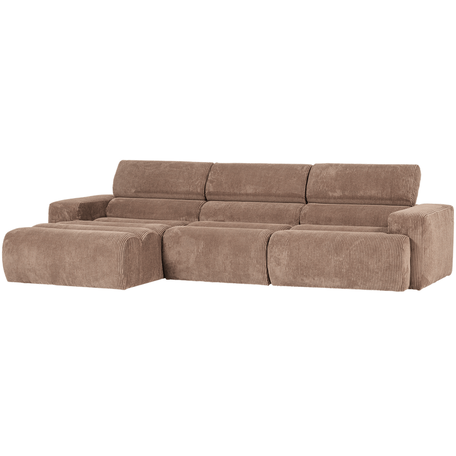 NOVI CHAISE LONGUE BANK LINKS RIBSTOF TAUPE