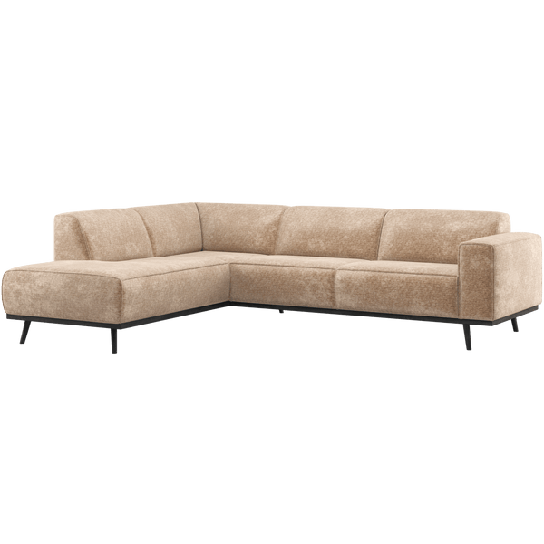 STATEMENT HOEKBANK LINKS CHENILLE VELVET PERZIKROZE