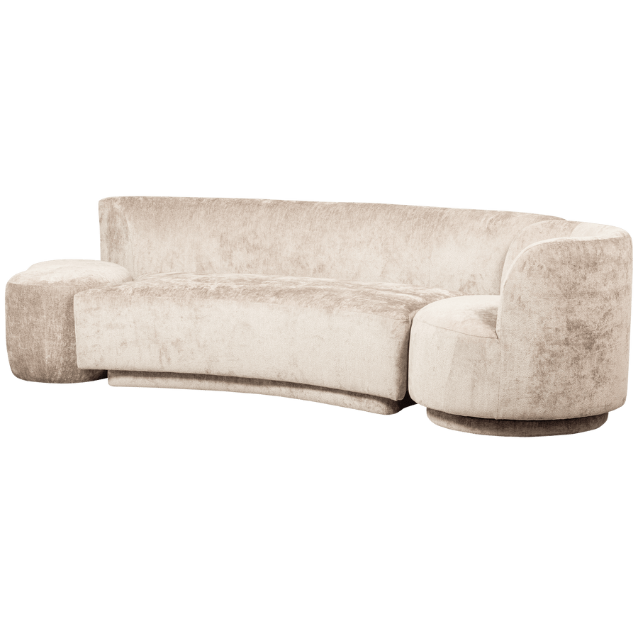 COMBI-POPULAR: BANKJE + FAUTEUIL + POEF NATUREL