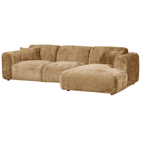 CLOUD CHAISE LONGUE BANK RECHTS CHENILLE HONINGGEEL