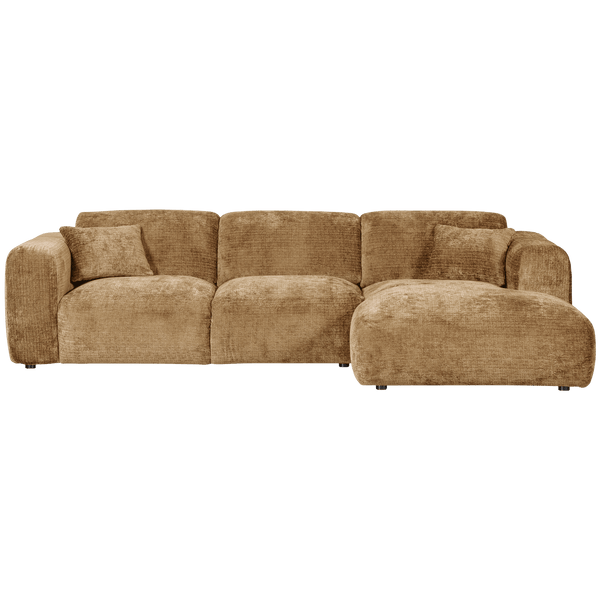 CLOUD CHAISE LONGUE BANK RECHTS CHENILLE HONINGGEEL