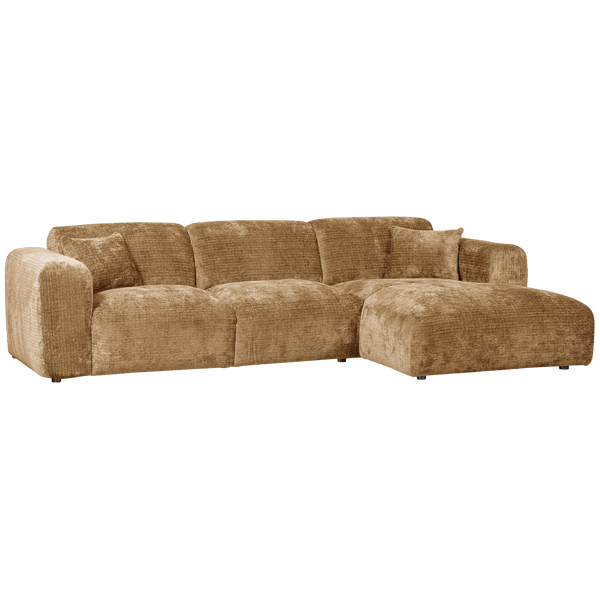 CLOUD CHAISE LONGUE BANK RECHTS CHENILLE HONINGGEEL