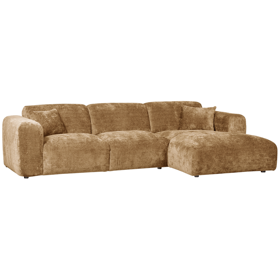 CLOUD CHAISE LONGUE BANK RECHTS CHENILLE HONINGGEEL