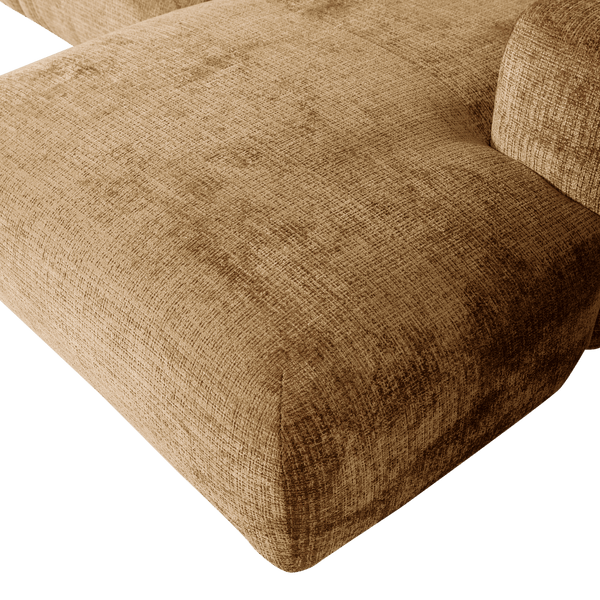 CLOUD CHAISE LONGUE BANK RECHTS CHENILLE HONINGGEEL
