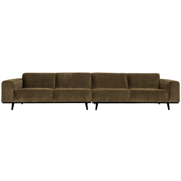STATEMENT XL 4-ZITS BANK 372 CM RIBSTOF OLIJFGROEN