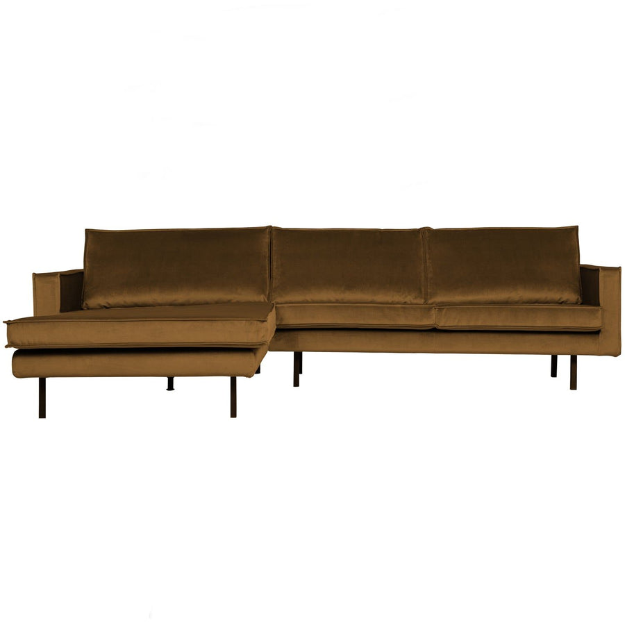 RODEO CHAISE LONGUE BANK LINKS VELVET HONINGGEEL