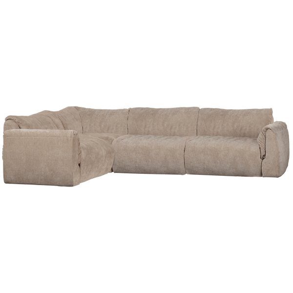 BAGGY HOEKBANK LINKS 3D CHENILLE ZAND
