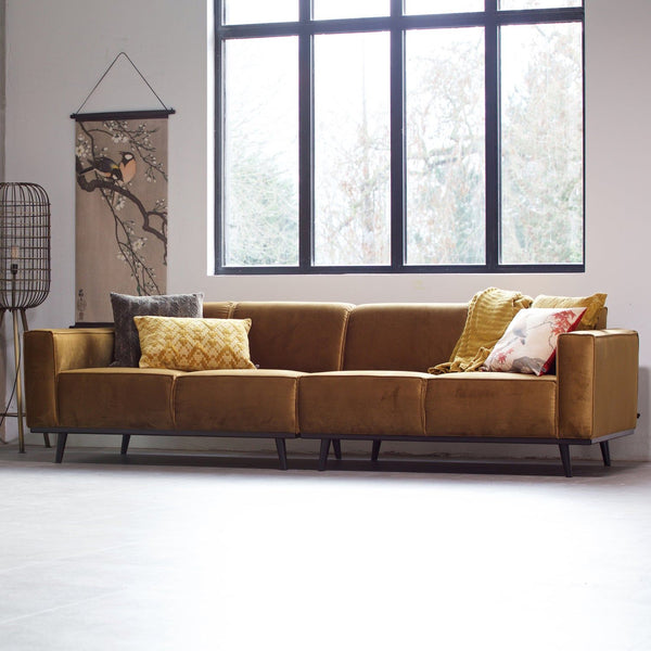 STATEMENT 4-ZITS BANK 280 CM VELVET HONINGGEEL
