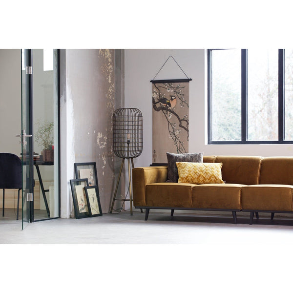 STATEMENT 4-ZITS BANK 280 CM VELVET HONINGGEEL