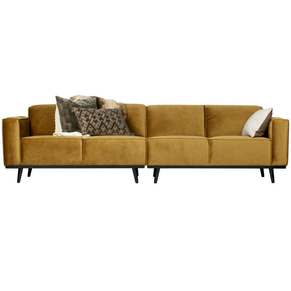 STATEMENT 4-ZITS BANK 280 CM VELVET HONINGGEEL