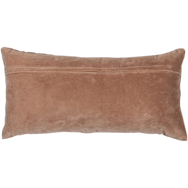 LAON Kussen VELVET NATUREL/BLAUW - SET VAN 3