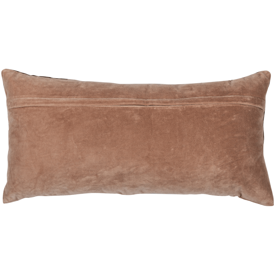 LAON Kussen VELVET NATUREL/BLAUW - SET VAN 3