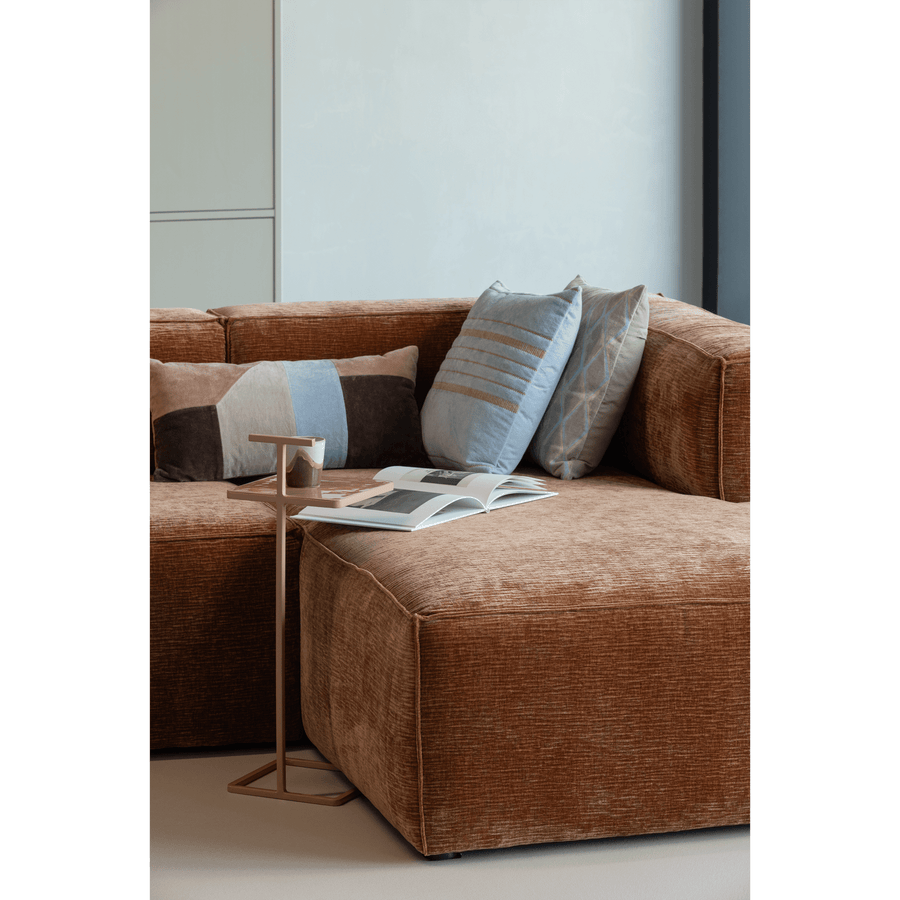 LAON Kussen VELVET NATUREL/BLAUW - SET VAN 3