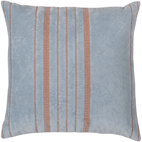 LAON Kussen VELVET NATUREL/BLAUW - SET VAN 3