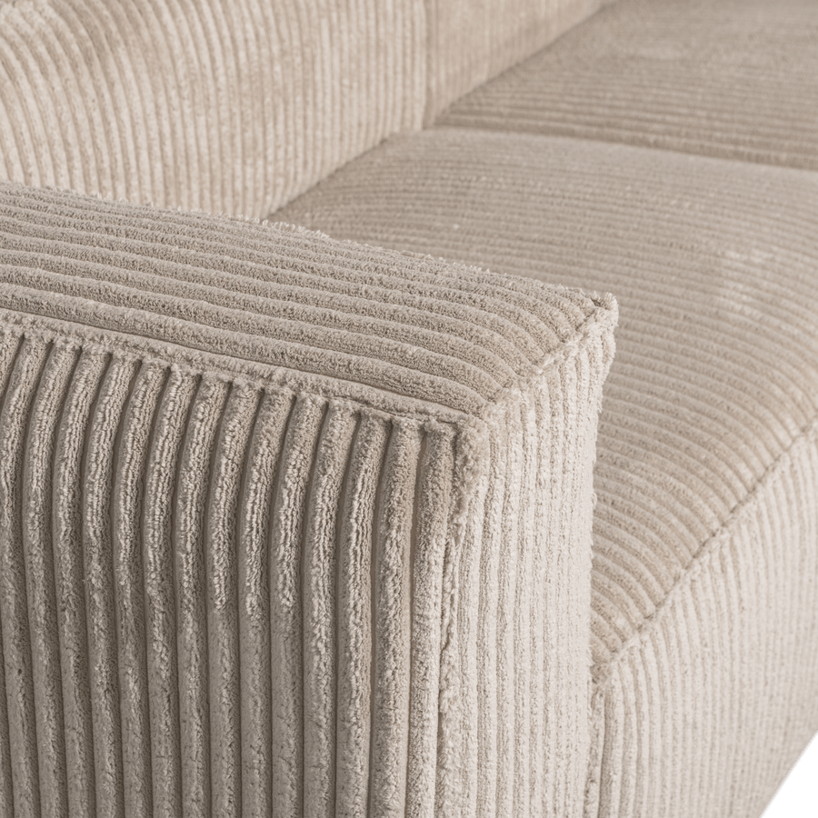 BEAN CHAISE LONGUE BANK RECHTS RIBSTOF TRAVERTIN