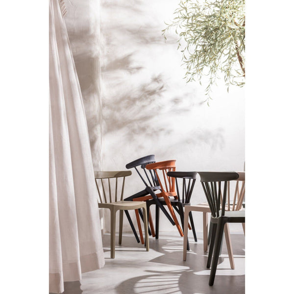 BLISS TUINSTOEL MET SPIJLEN KUNSTSTOF ZWART