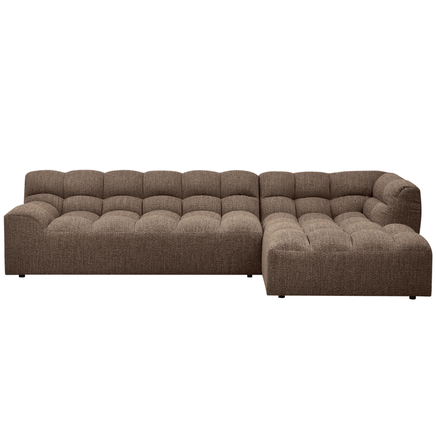 ALLURE CHAISE LONGUE RECHTS GEWEVEN STOF DONKERBRUIN MELANGE