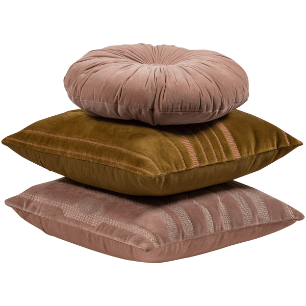 FEIS Kussen VELVET ROZE/NATUREL - SET VAN 3