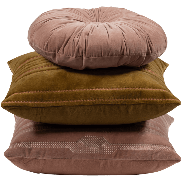 FEIS Kussen VELVET ROZE/NATUREL - SET VAN 3