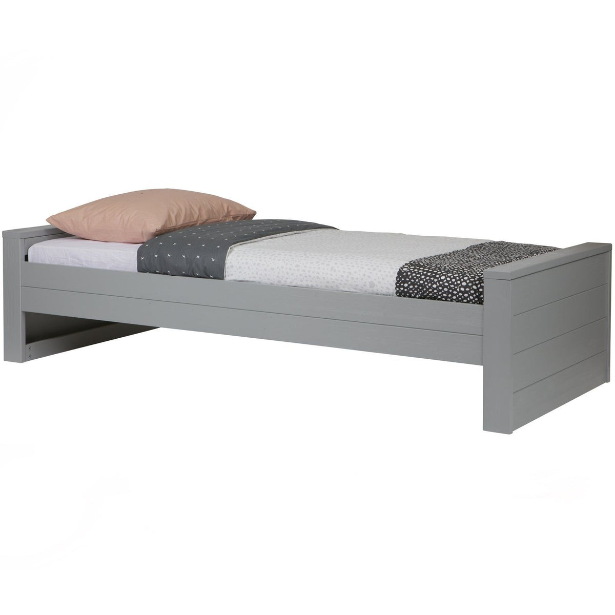 DENNIS BED 90X200 CM GRENEN GEBORSTELD BETONGRIJS [fsc]