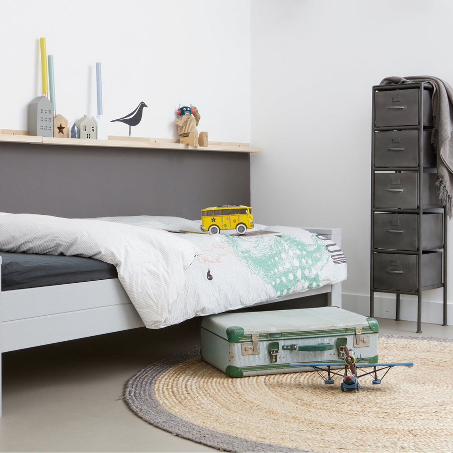 DENNIS BED 90X200 CM GRENEN GEBORSTELD BETONGRIJS [fsc]