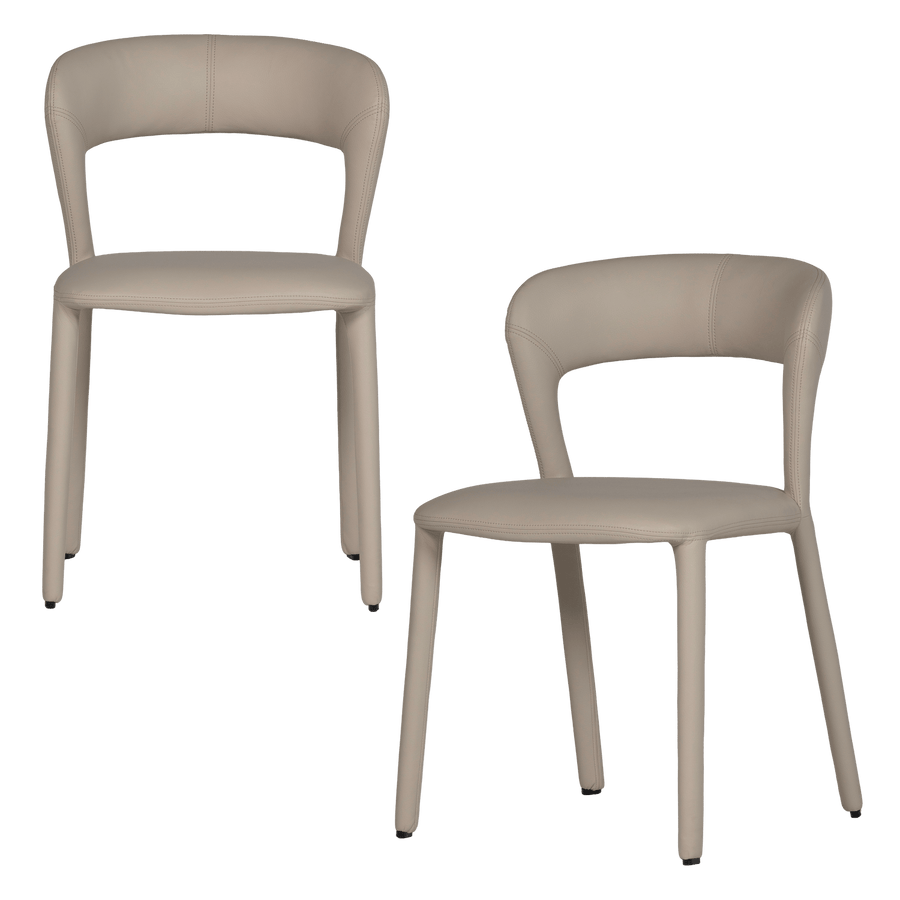 NOBLE EETKAMERSTOEL LEERLOOK BEIGE