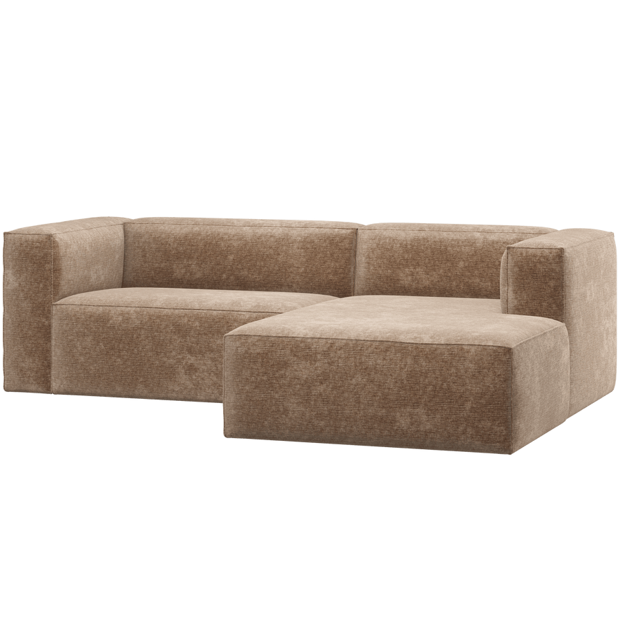 BEAN CHAISE LONGUE BANK RECHTS CHENILLE VELVET TAUPE