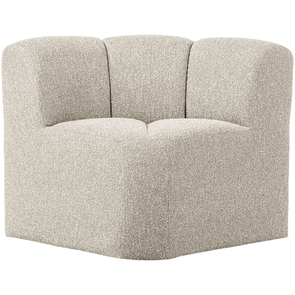 MOJO EETBANK HOEK MET RUGLEUNING BOUCLE BEIGE MELANGE