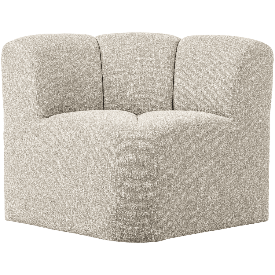 MOJO EETBANK HOEK MET RUGLEUNING BOUCLE BEIGE MELANGE