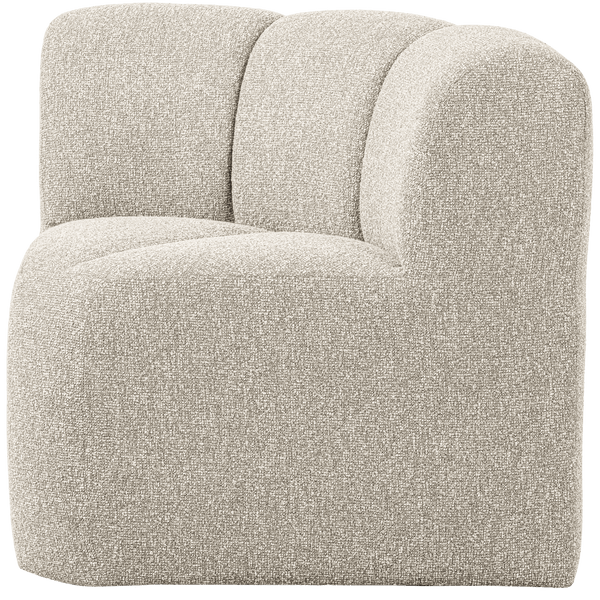 MOJO EETBANK HOEK MET RUGLEUNING BOUCLE BEIGE MELANGE