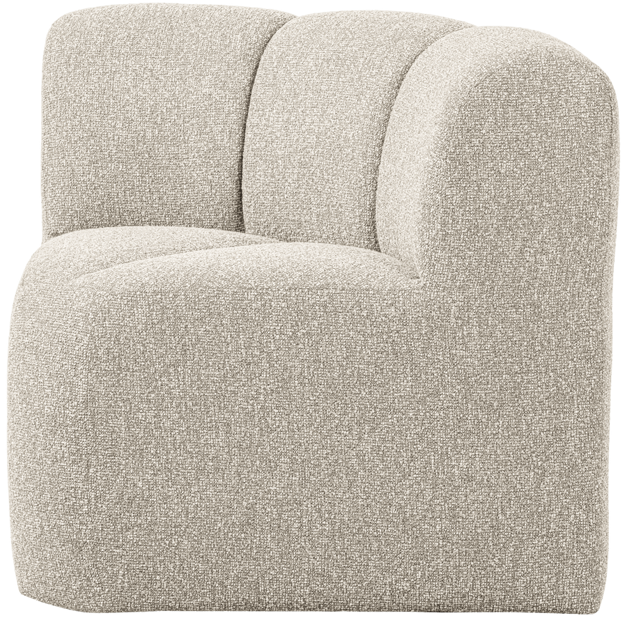 MOJO EETBANK HOEK MET RUGLEUNING BOUCLE BEIGE MELANGE