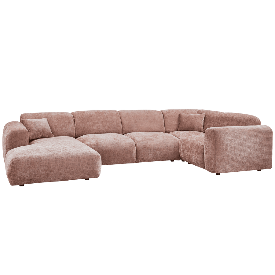 CLOUD HOEKBANK RECHTS GEWEVEN CHENILLE TAUPE/ROZE