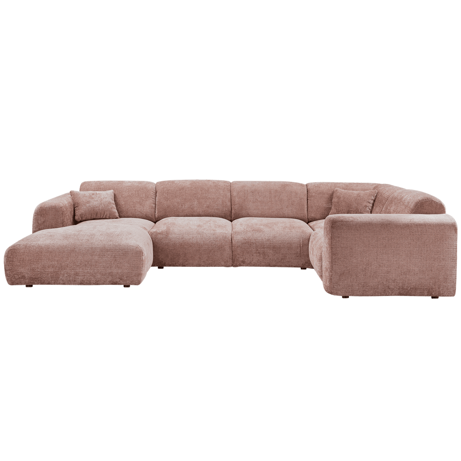 CLOUD HOEKBANK RECHTS GEWEVEN CHENILLE TAUPE/ROZE