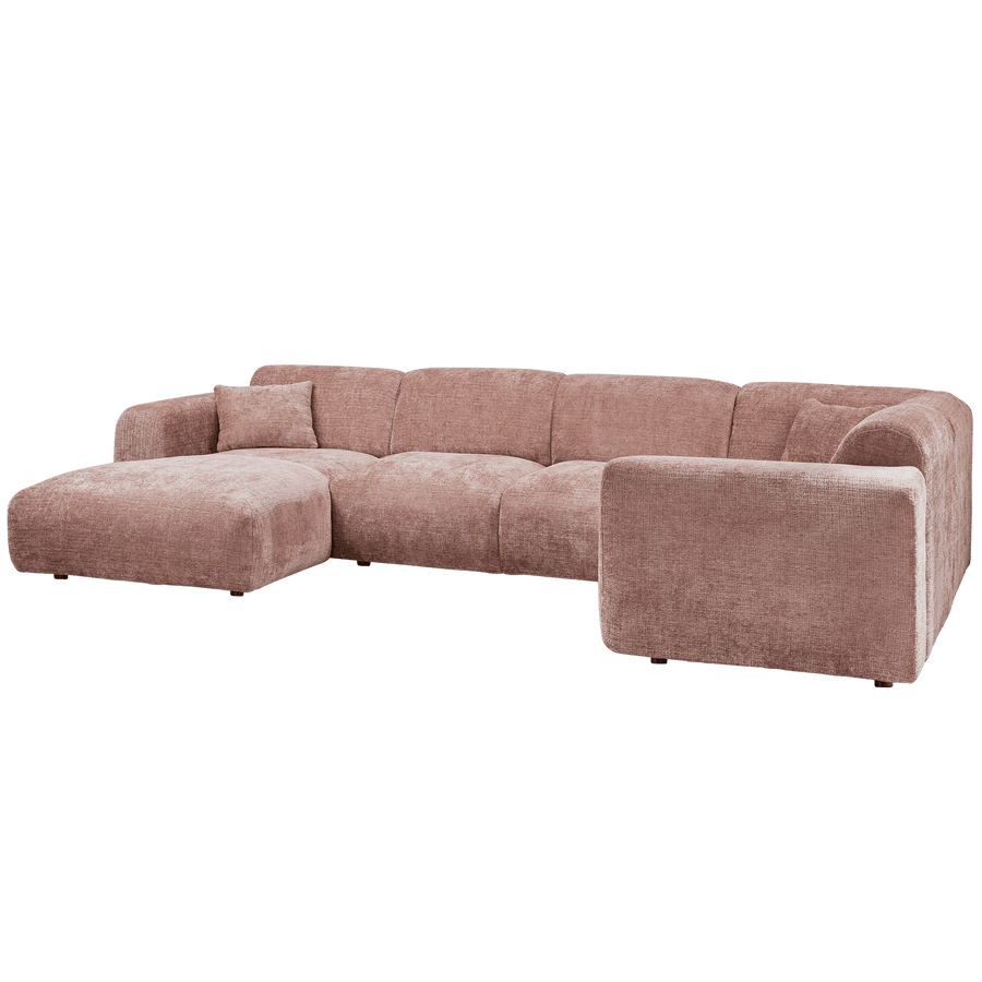 CLOUD HOEKBANK RECHTS GEWEVEN CHENILLE TAUPE/ROZE