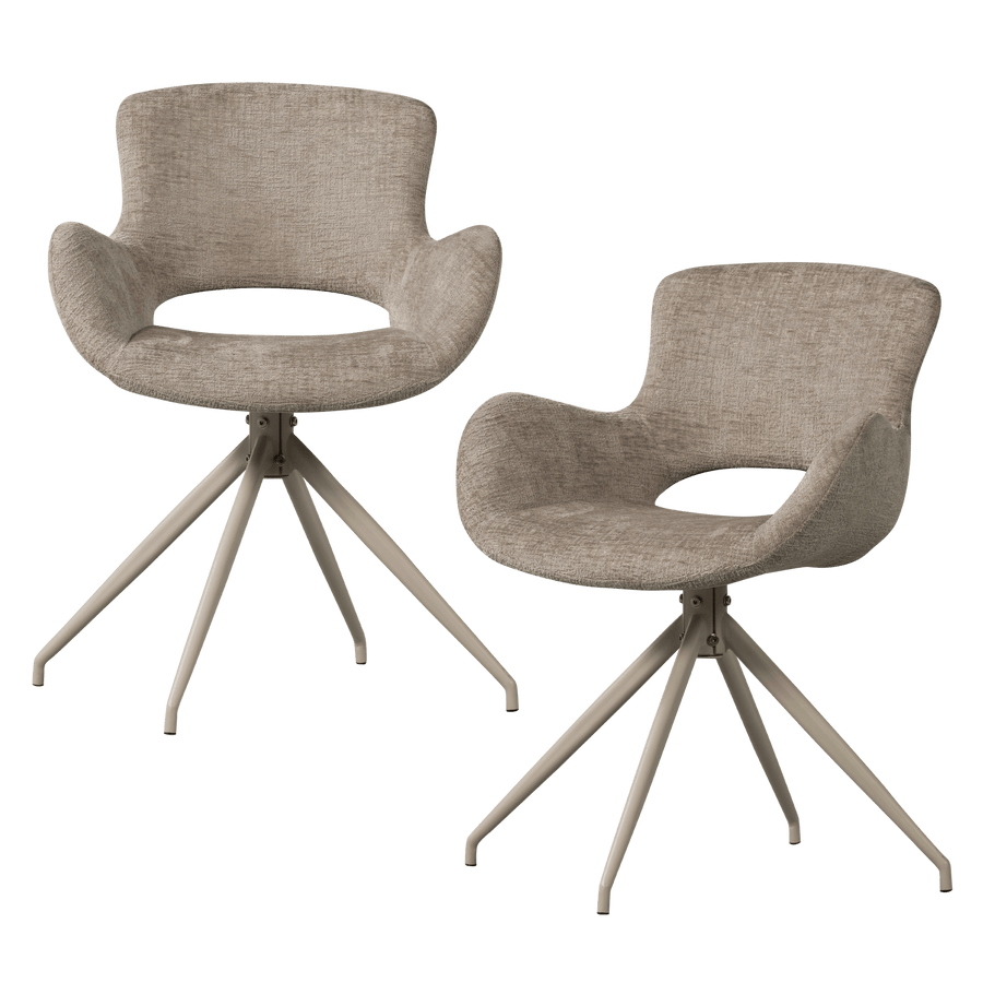 ELIVA EETKAMERSTOEL STRUCTURE VELVET ZAND - SET VAN 2