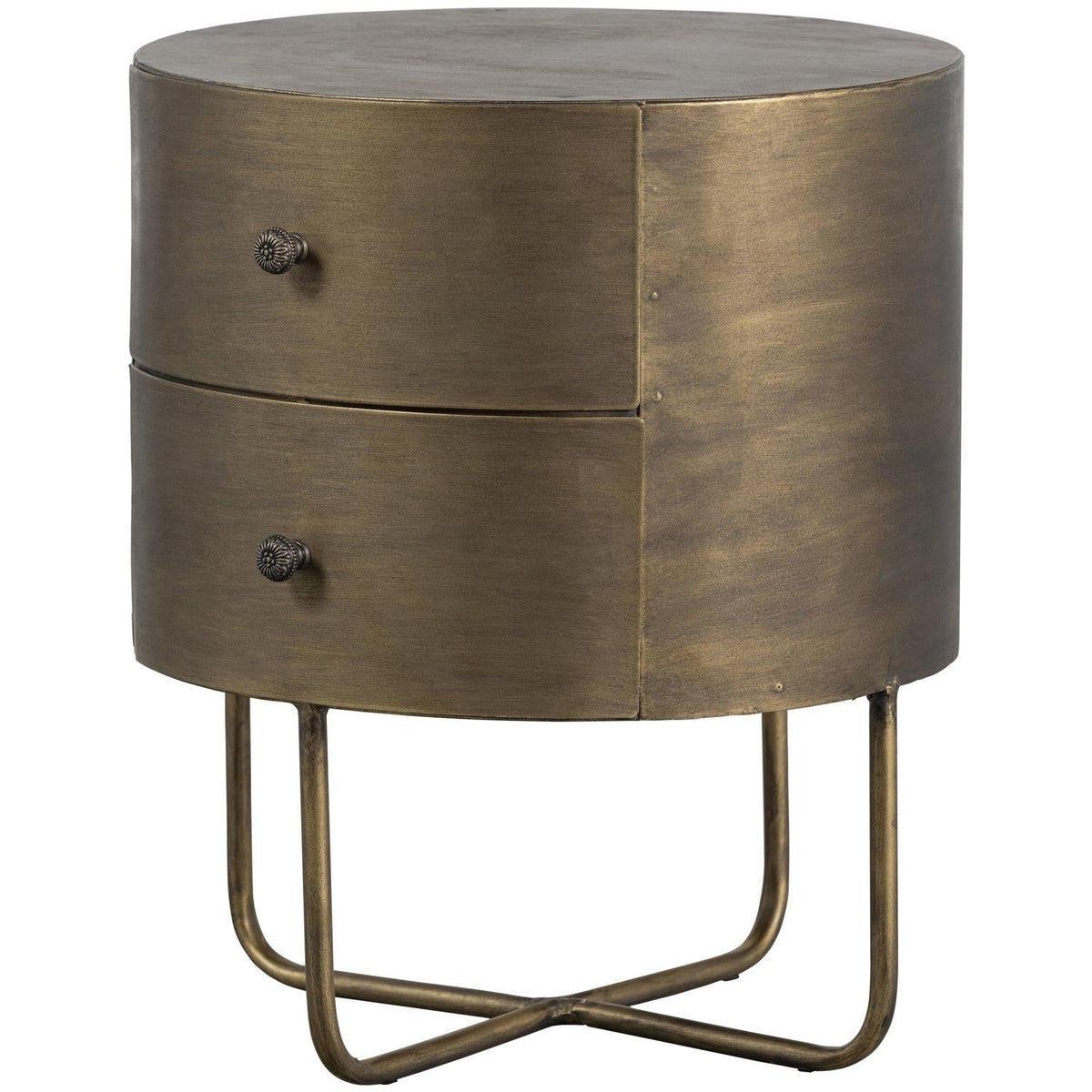 GLOSSY ROND KASTJE METAAL ANTIQUE BRASS