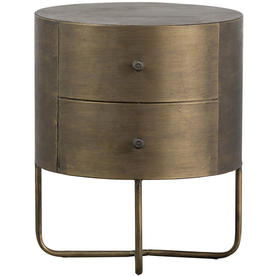 GLOSSY ROND KASTJE METAAL ANTIQUE BRASS