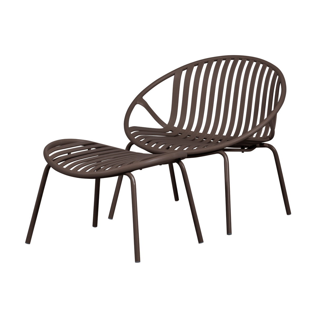 BRUCE TUIN LOUNGESTOEL + HOCKER PP/METAAL PAARS/BRUIN