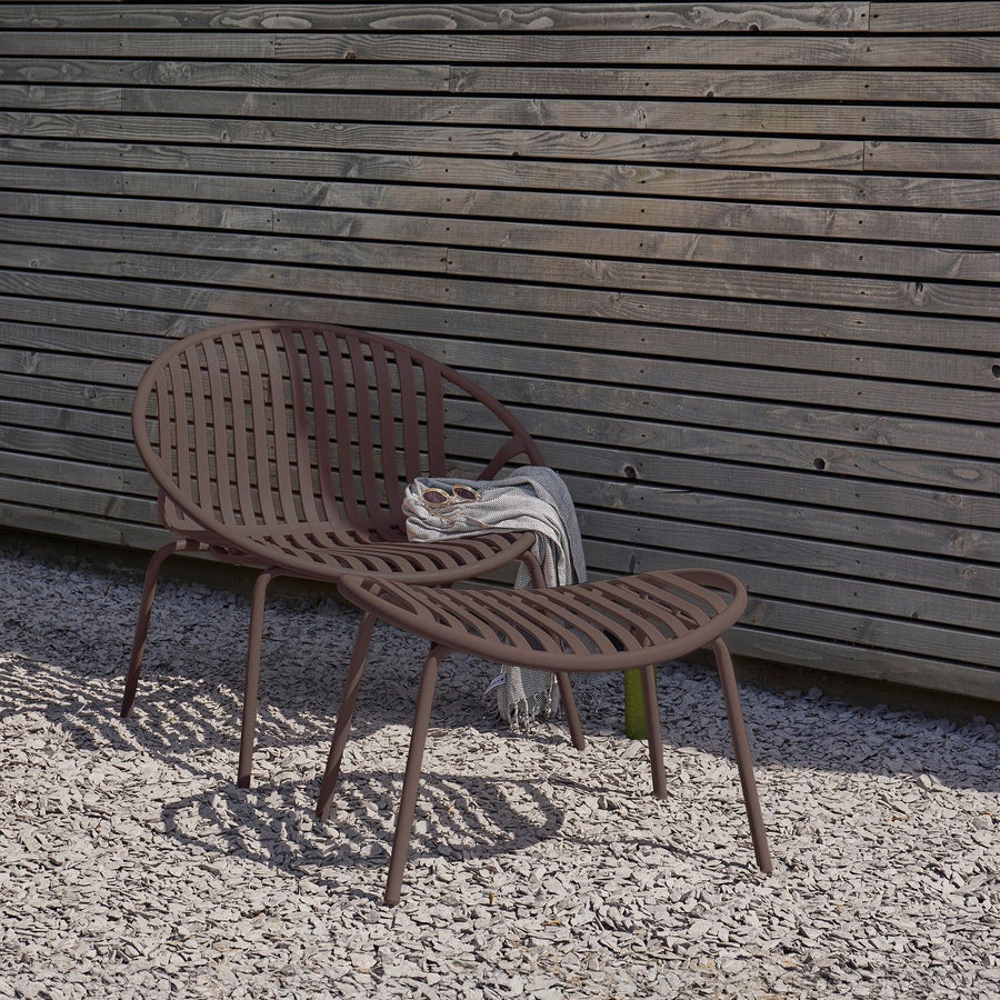 BRUCE TUIN LOUNGESTOEL + HOCKER PP/METAAL PAARS/BRUIN
