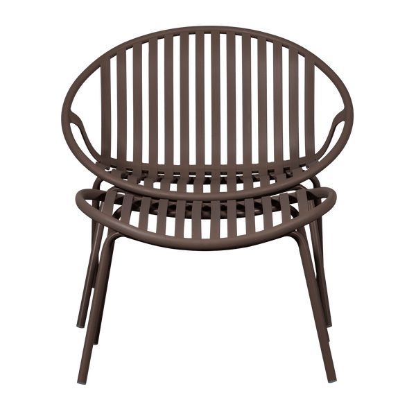 BRUCE TUIN LOUNGESTOEL + HOCKER PP/METAAL PAARS/BRUIN