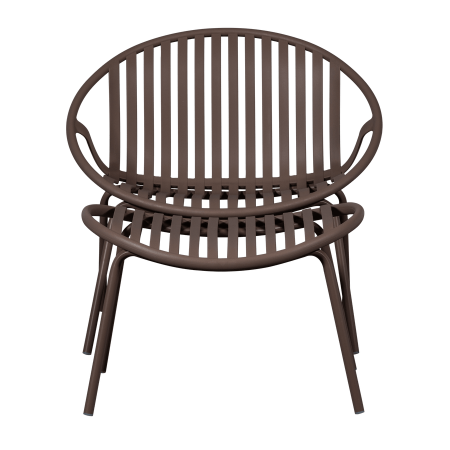 BRUCE TUIN LOUNGESTOEL + HOCKER PP/METAAL PAARS/BRUIN