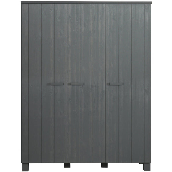 DENNIS 3-DEURS KAST GRENEN STEEL GREY GEBORSTELD [fsc]