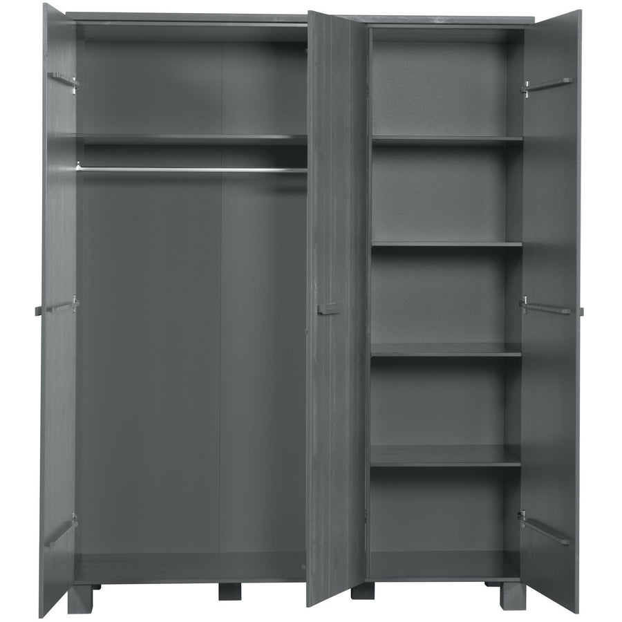 DENNIS 3-DEURS KAST GRENEN STEEL GREY GEBORSTELD [fsc]