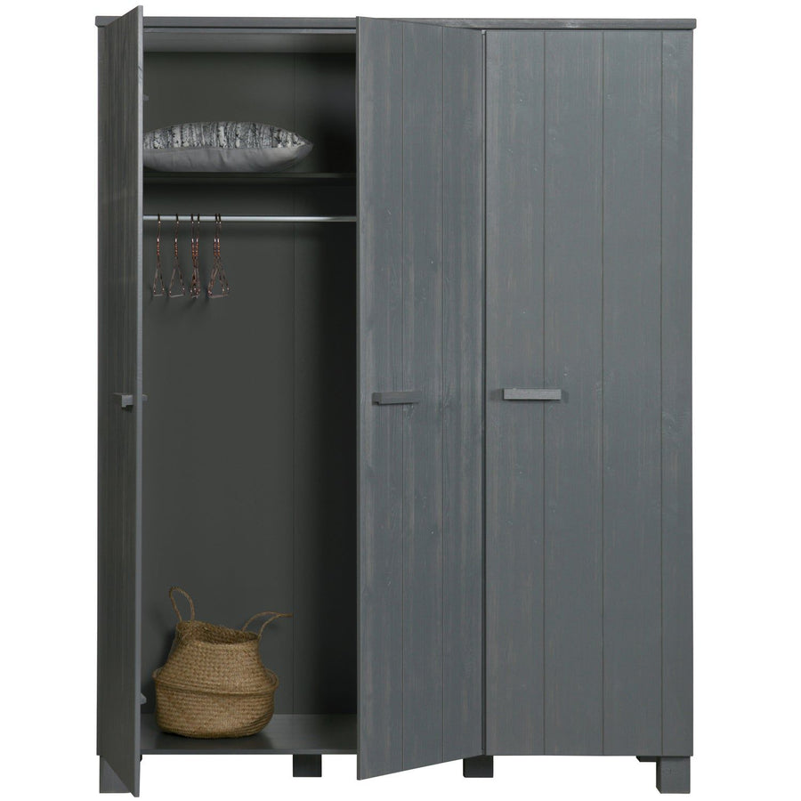 DENNIS 3-DEURS KAST GRENEN STEEL GREY GEBORSTELD [fsc]