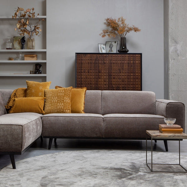 STATEMENT HOEKBANK LINKS RIBSTOF TAUPE