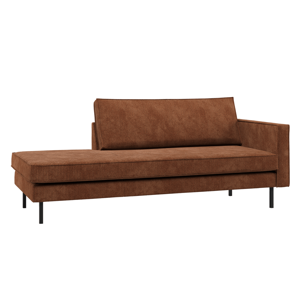 RODEO DAYBED RECHTS RIBSTOF ROESTBRUIN