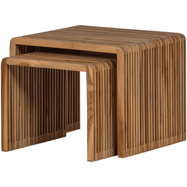 JASMIJN BIJZETTAFEL RECYCLED TEAK NATUREL - SET VAN 2