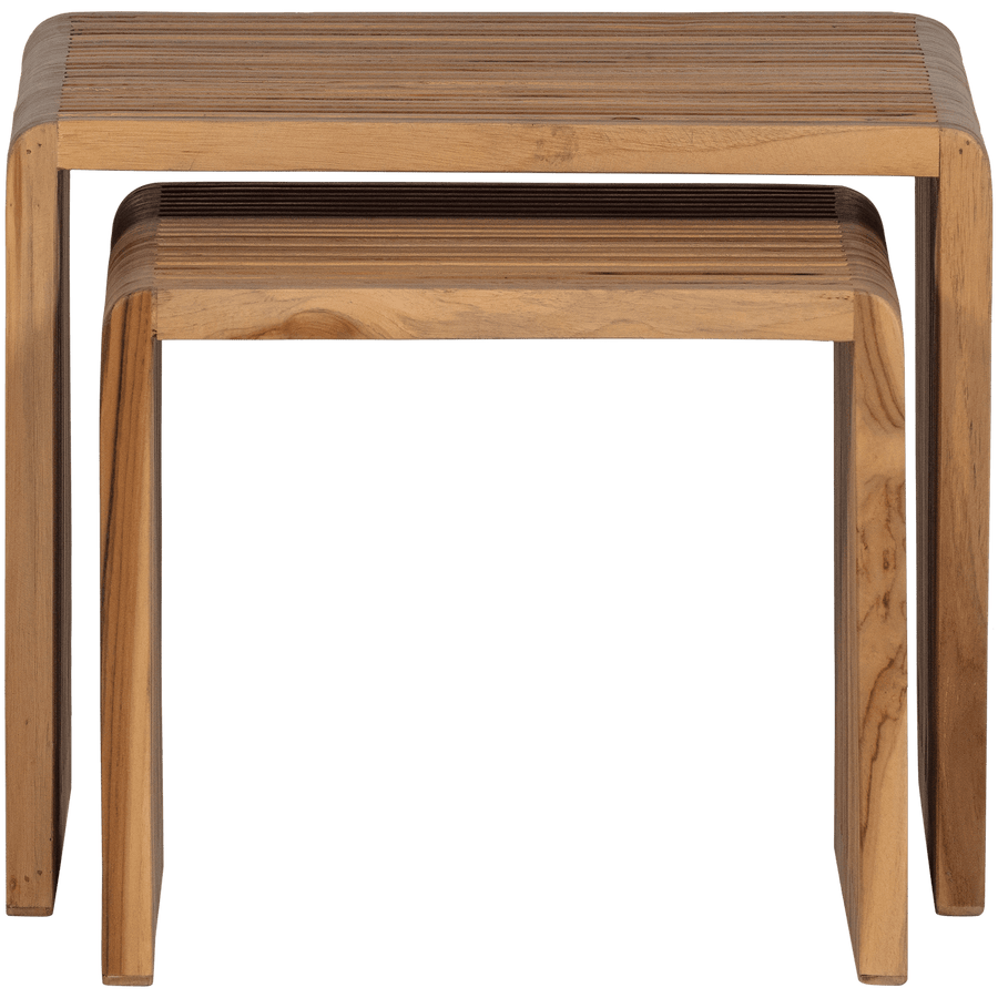 JASMIJN BIJZETTAFEL RECYCLED TEAK NATUREL - SET VAN 2